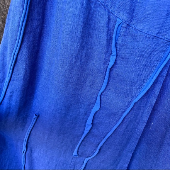 Inizio Linen Blue Dress Sz M - Picture 7 of 12
